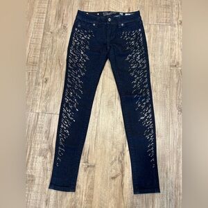 Miss Me Jeans super skinny sequin Embellished Womens dark wash Sz 25 country NYE